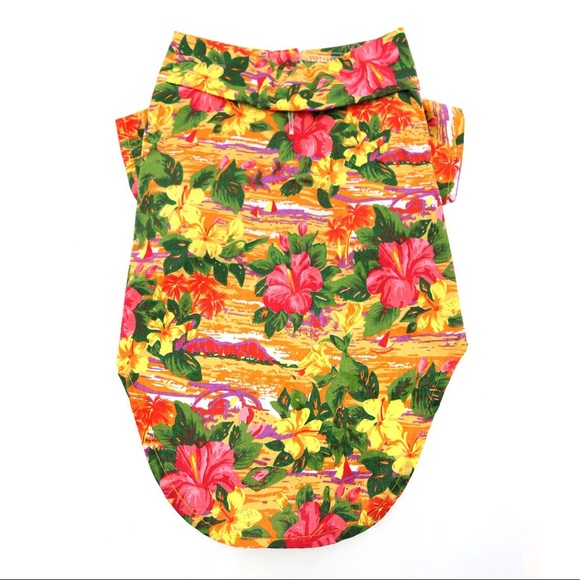 Hawaiian Camp Dog Shirt - Sunset Hibiscus - Picture 2 of 3